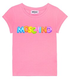 Футболка из смесового хлопка с логотипом Moschino, розовый