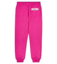 Спортивные брюки из хлопкового джерси с логотипом Moschino, розовый