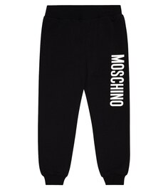 Спортивные брюки из хлопкового джерси с принтом Moschino, черный