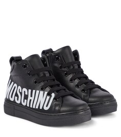 Кожаные кроссовки с логотипом Moschino, черный