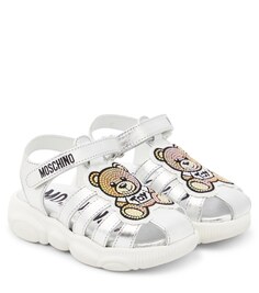 Сандалии из металлизированной кожи Moschino, серебряный