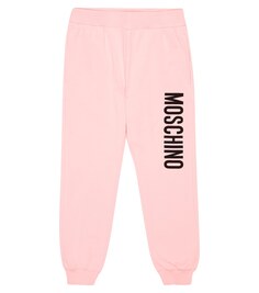 Спортивные брюки из хлопкового джерси с принтом Moschino, розовый