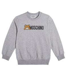 Толстовка из хлопкового джерси с логотипом Moschino, серый