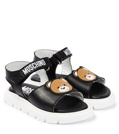 Кожаные сандалии с логотипом Moschino, черный