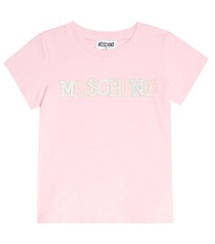 Футболка из смесового хлопка с логотипом Moschino, розовый