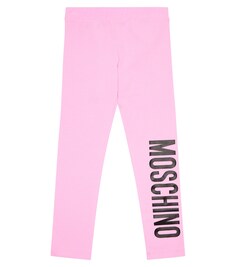 Леггинсы из хлопкового джерси с принтом Moschino, розовый