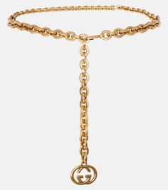 Ремень с цепочкой и логотипом GG Gucci, золотой