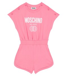 Комбинезон из хлопкового джерси с принтом Moschino, розовый