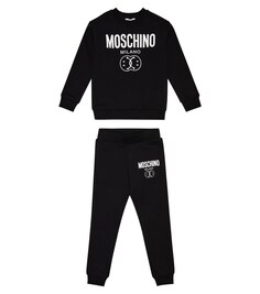 Хлопковая толстовка и спортивные штаны с принтом Moschino, черный