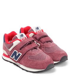 Замшевые кроссовки 574 Core с крючками и петлями New Balance, красный