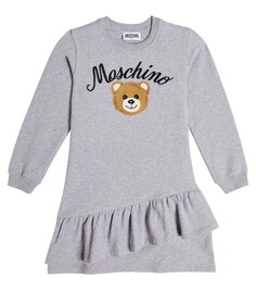 Платье-толстовка Teddy Bear из смесового хлопка Moschino, серый