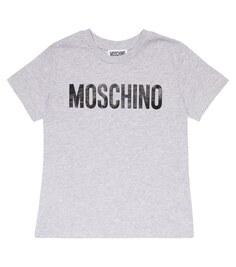 Хлопковая футболка с принтом Moschino, серый