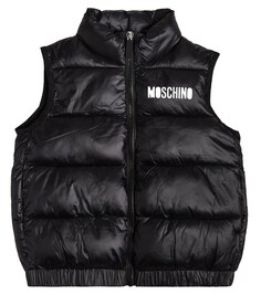 Пуховик с принтом Moschino, черный