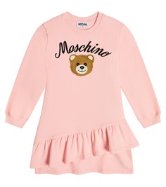 Платье-толстовка Teddy Bear из смесового хлопка Moschino, розовый