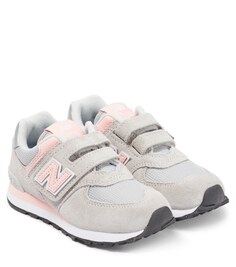 Замшевые кроссовки 574 Core с крючками и петлями New Balance, бежевый