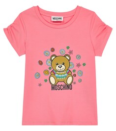 Футболка Teddy Bear из смесового хлопка Moschino, розовый