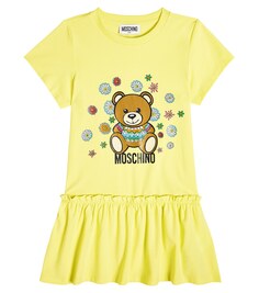 Платье Teddy Bear из смесового хлопка Moschino, желтый