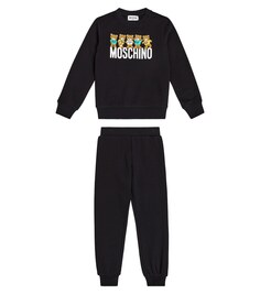 Хлопковый свитшот и спортивные штаны Teddy Bear Moschino, черный