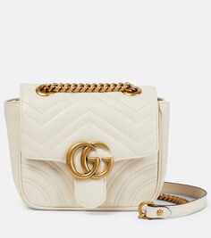 Кожаная сумка через плечо GG Marmont Mini Gucci, белый