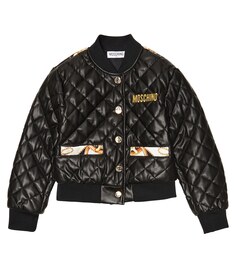 Стеганая куртка из искусственной кожи Moschino, черный