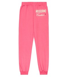 Хлопковые спортивные штаны с принтом Moschino, розовый
