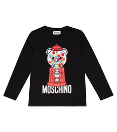 Хлопковая футболка с принтом Moschino, черный