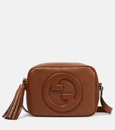 Маленькая кожаная сумка через плечо Gucci Blondie Gucci, коричневый