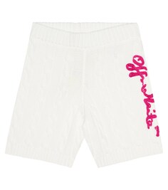 Хлопковые шорты фактурной вязки с логотипом Off-White, белый