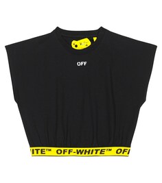 Укороченный топ из хлопка с логотипом Off-White, черный