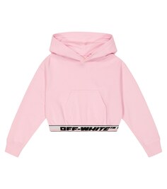 Укороченное худи из хлопкового джерси с логотипом Off-White, белый