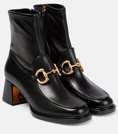 Ботильоны из кожи Horsebit Gucci, черный