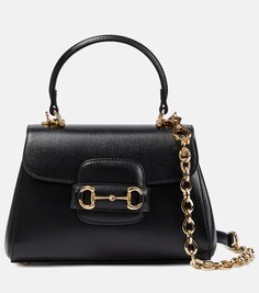 Кожаная сумка-тоут Horsebit 1955 года Gucci, черный