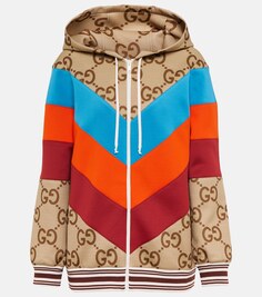 Худи Intarsia Jumbo GG на молнии GUCCI, разноцветный