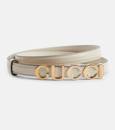 Кожаный ремень с логотипом Gucci, белый