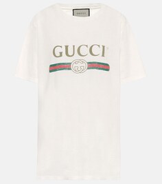 Хлопковая футболка с логотипом GUCCI, белый