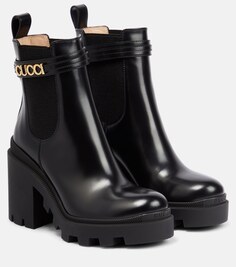 Кожаные ботинки челси с логотипом Gucci, черный