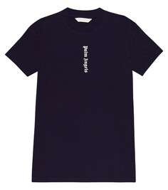 Платье-футболка из хлопкового джерси с логотипом Palm Angels, синий