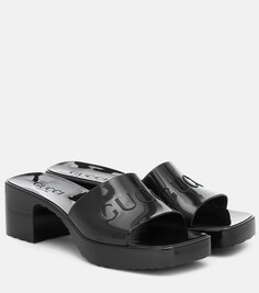 Резиновые сандалии с логотипом Gucci, черный