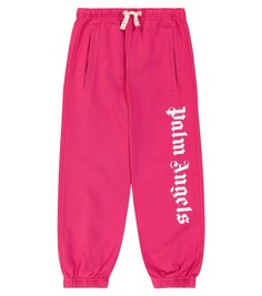 Спортивные брюки из хлопкового джерси с логотипом Palm Angels, розовый