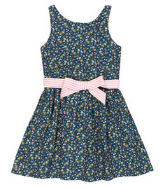 Хлопковое платье с бантом и цветочным принтом Polo Ralph Lauren, разноцветный