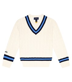 Хлопковый свитер косой вязки Polo Ralph Lauren, белый