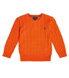 Хлопковый свитер косой вязки Polo Ralph Lauren, оранжевый