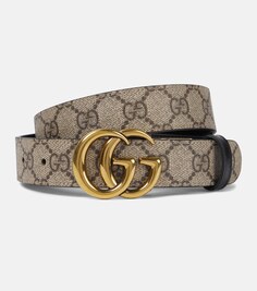 Двусторонний ремень из ткани GG Supreme Gucci, бежевый