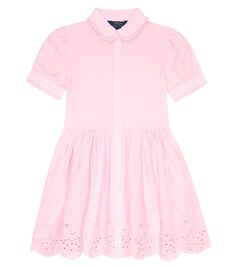 Платье из льна в технике бродери англез Polo Ralph Lauren, розовый