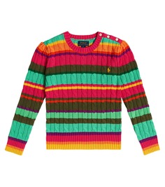 Хлопковый свитер косой вязки Polo Ralph Lauren, зеленый