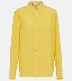 Рубашка из шелкового крепдешина GUCCI, желтый
