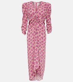 Платье миди Albini из смесового шелка с принтом ISABEL MARANT, розовый