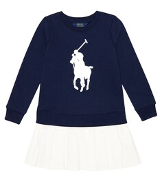 Платье-толстовка из смесового хлопка и флиса с логотипом Polo Ralph Lauren, белый