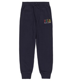 Спортивные брюки из смесового хлопка и флиса с логотипом Polo Ralph Lauren, синий