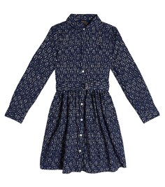Платье-рубашка из хлопка с цветочным принтом Polo Ralph Lauren, синий